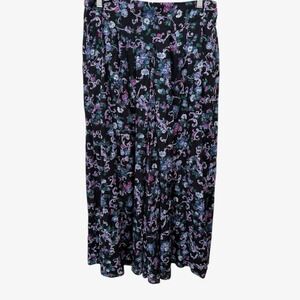 Vintage Scott McClintock Palazzo Wide‎ Leg Black Floral Pants Size 14 Rare